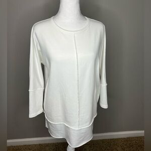 SPANX Ivory Long Sleeve Layered Hem Tunic